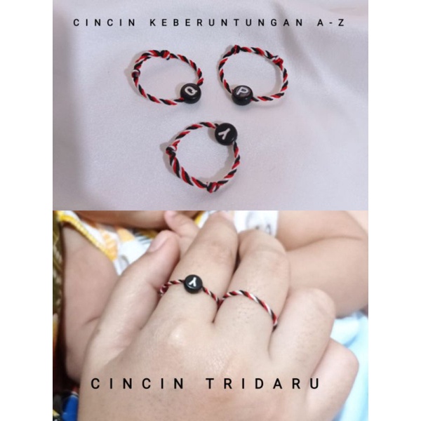 (COD) CUSTOM CINCIN INISIAL TALI TRIDATU MOTE HITAM PIPIH Cincin bali / Cincin Viral / Cincin Persahabatan