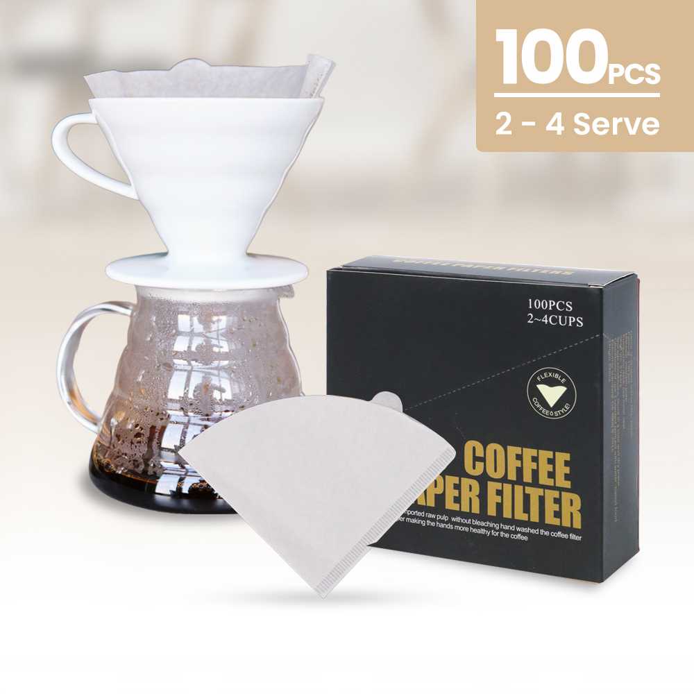 (BISA COD) FTIHSHP Exquis Kertas Filter Saringan Kopi V60 Drip 2 - 4 Serve 100 PCS - V40