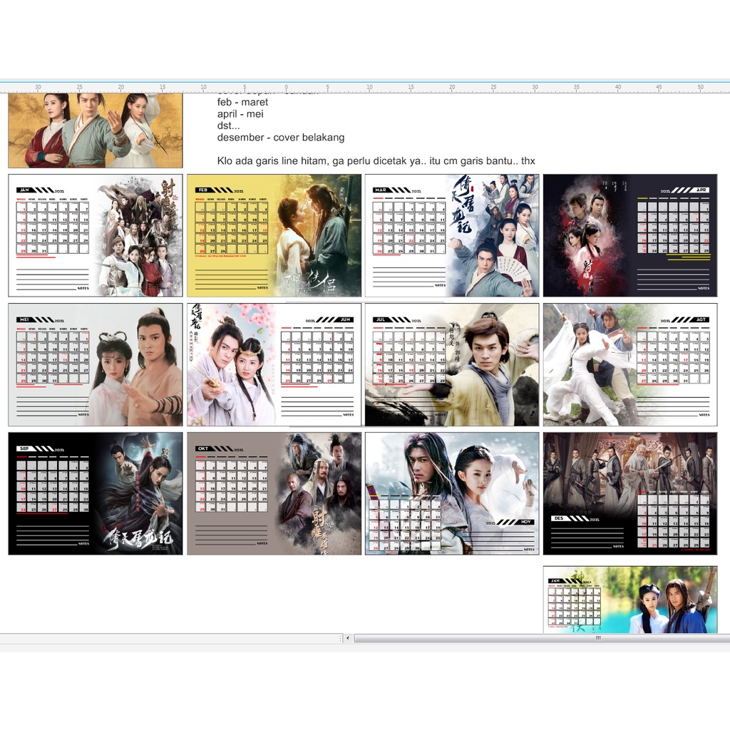 

Kalender 2025 WUXIA Silat Kungfu calendar meja duduk bisa custom gbr