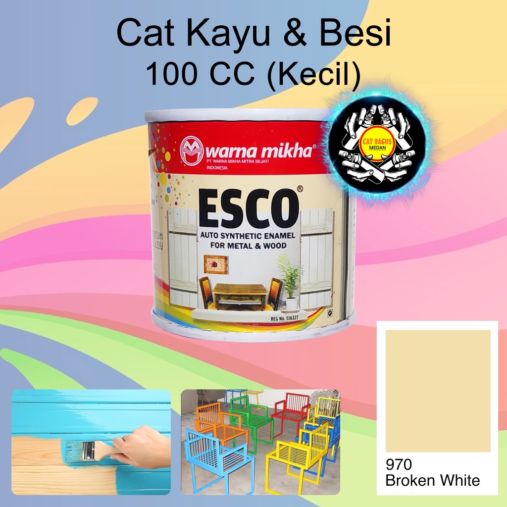 CAT MINYAK ESCO BAGUS KALENG KECIL 970 BROKEN WHITE WARNA CREAM KREM KRIM KULIT IVORY BEIGE GADING 1