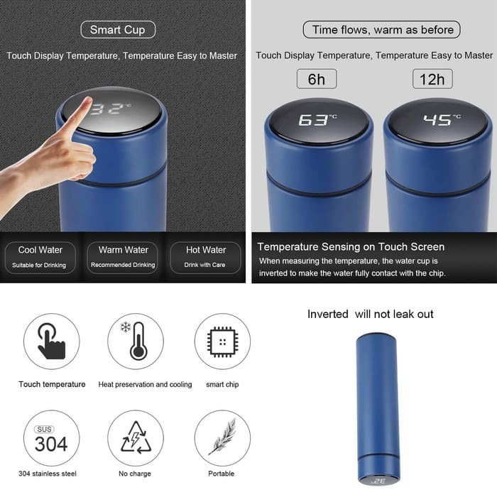 HC SMART TUMBLER 500Ml Thermos Temperature LED Display Vaccum Termos Suhu Botol Minum Stainless Steel