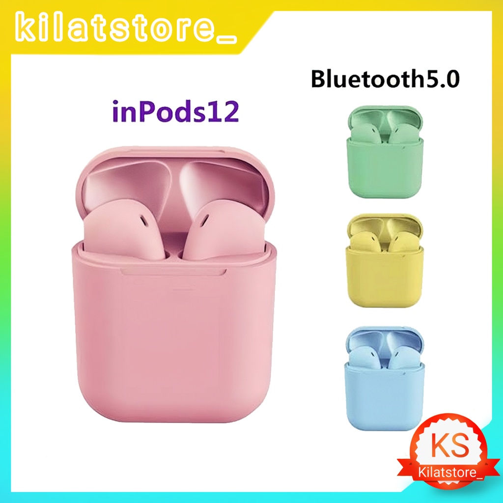 Handsfree Earphone Bluetooth InPods 12 Macaron V5.0