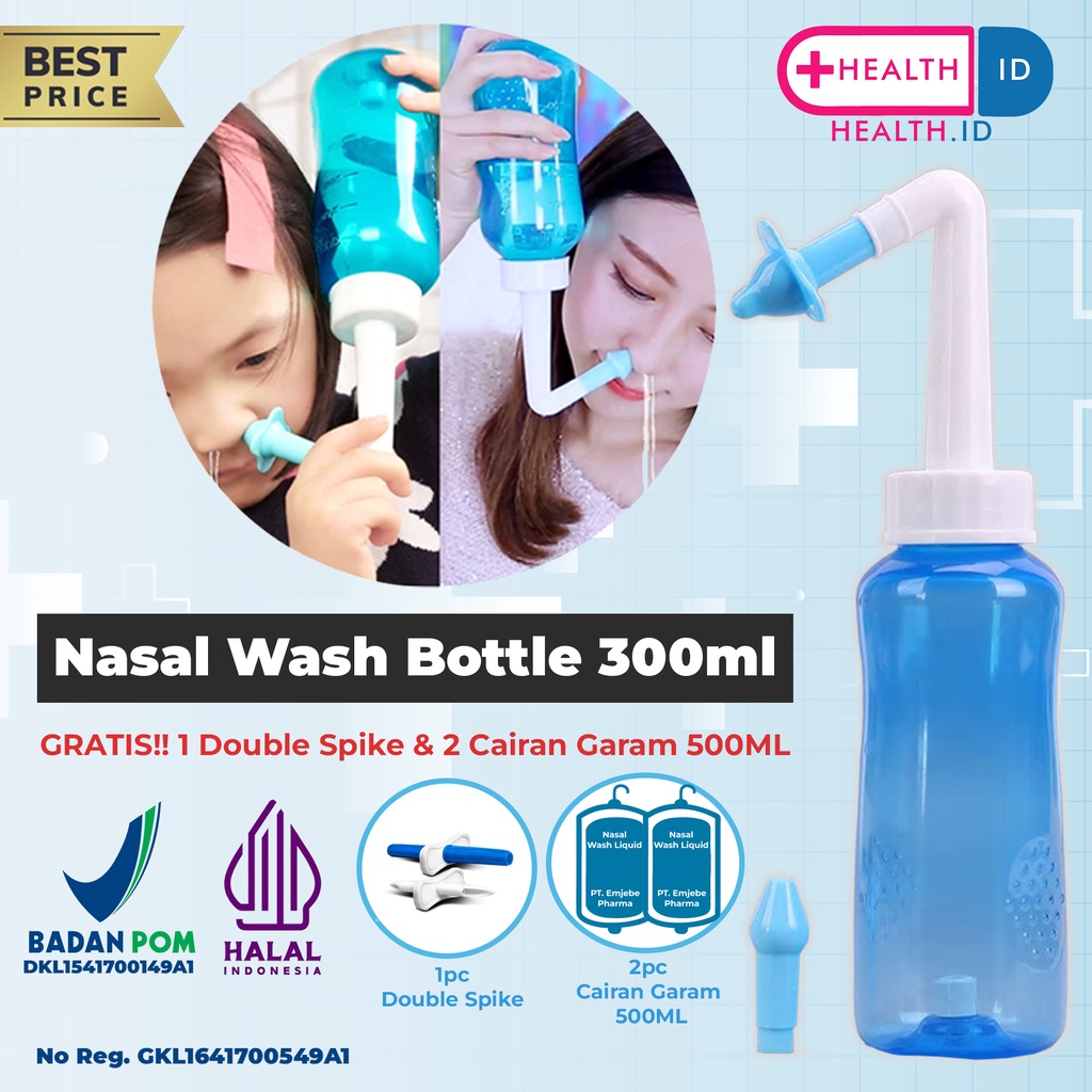 Paket Botol Cuci Hidung/ Nasal Wash Botle !!PROMO TERMURAH !! FREE CAIRAN GARAM STERIL 500ML 2PC  &amp; SPIKE