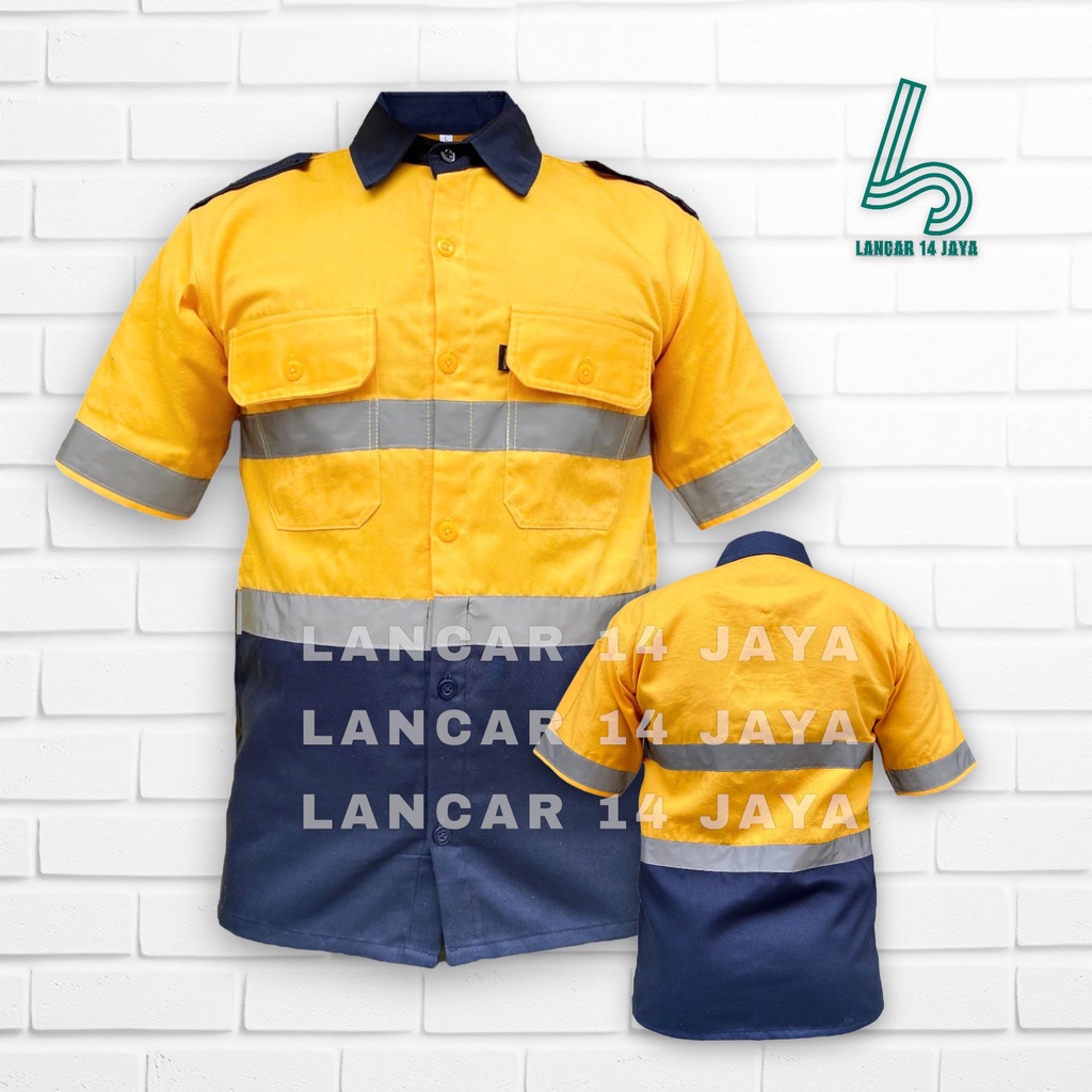 Kemeja Wearpack Atasan Lengan Pendek/ Baju safety APD K3 Original 100 % Baju Safety Wearpack Atasan Lengan Pendek Kombinasi