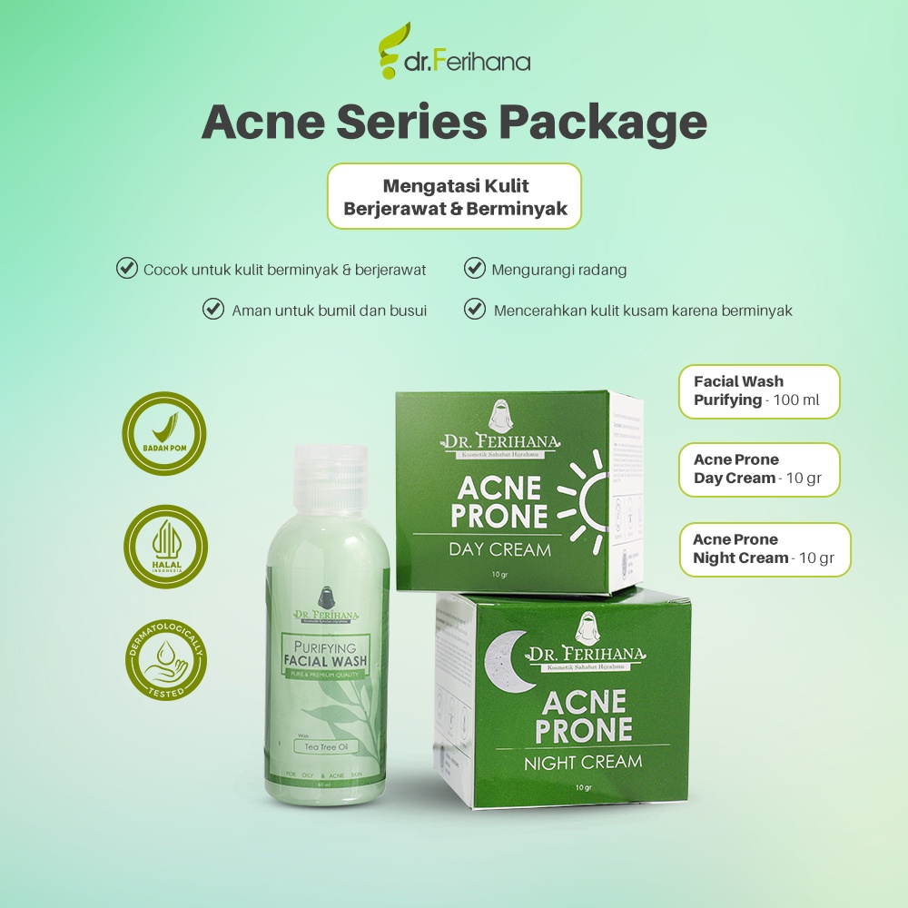 [Paket Acne] Dr. Ferihana (Facial Wash &amp; Day Cream&amp; Night Cream) Mengatasi Kulit Berjerawat &amp; Kusam Mengurangi Minyak Berlebih Skincare Kecantikan BPOM