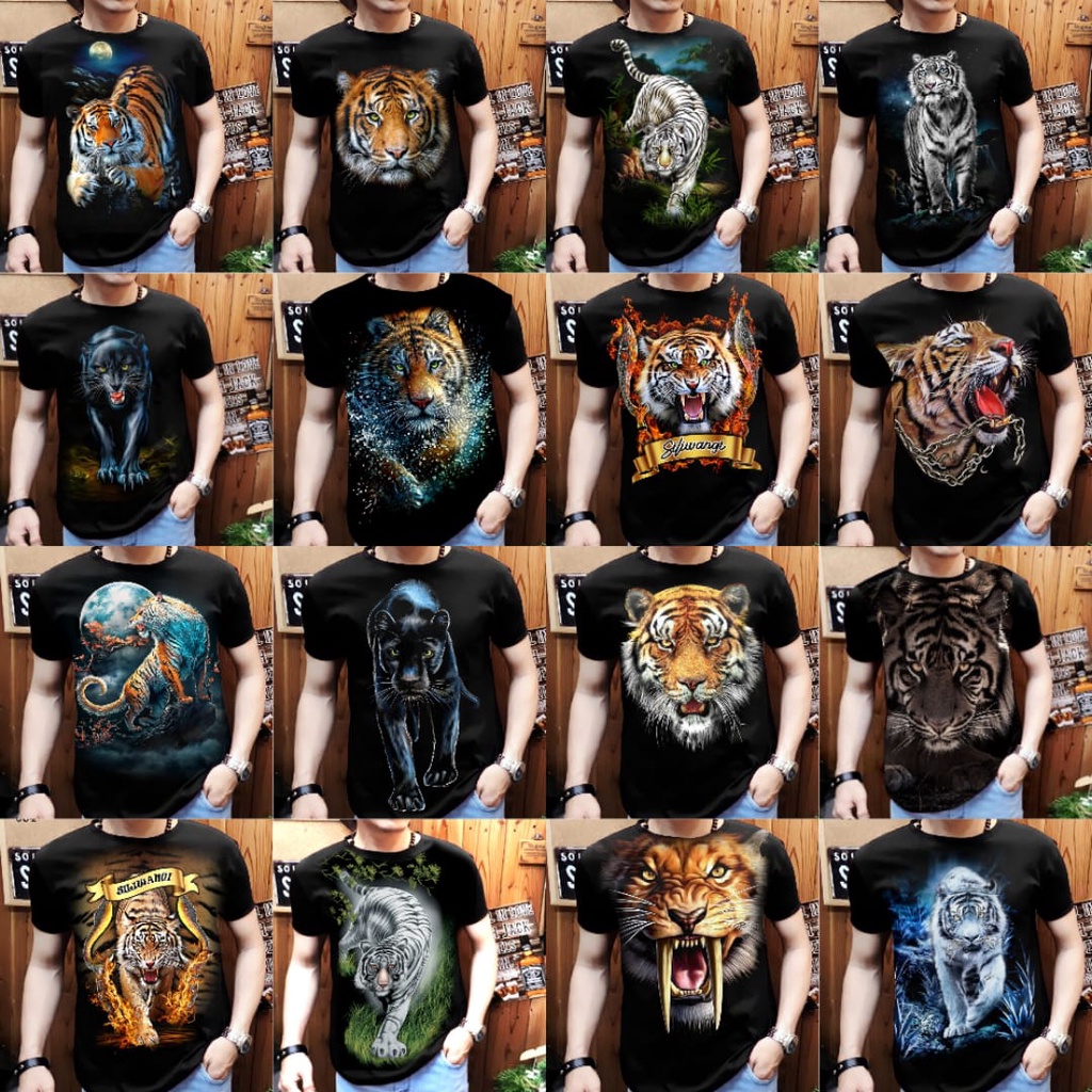 Kaos distro Pria Motif macan / kaos pria Gambar macan / baju macan pria / baju macan gambar baru pri