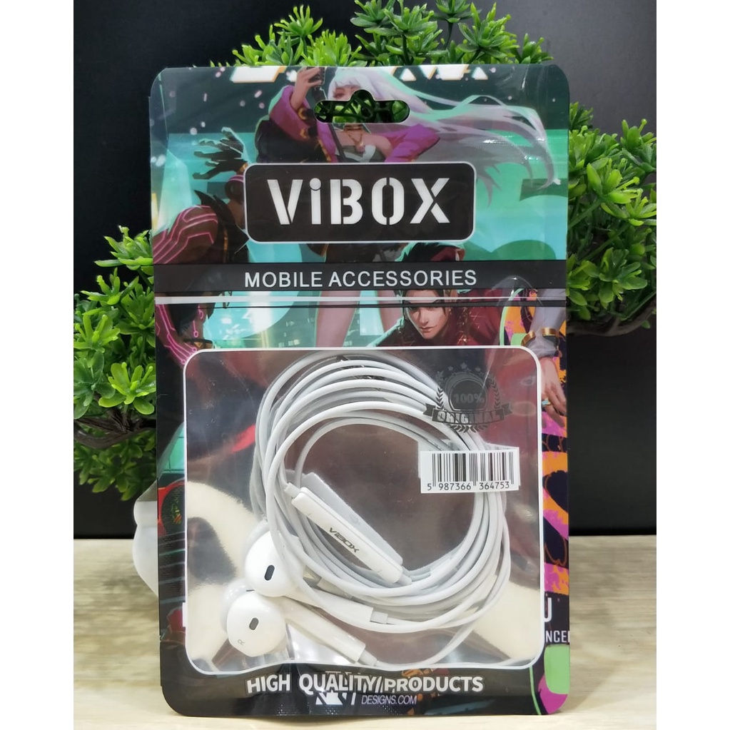 HEADSET HANDSFREE EARPHONE VIBOX BLACK PHANTER BRANDED JACK 3.5MM