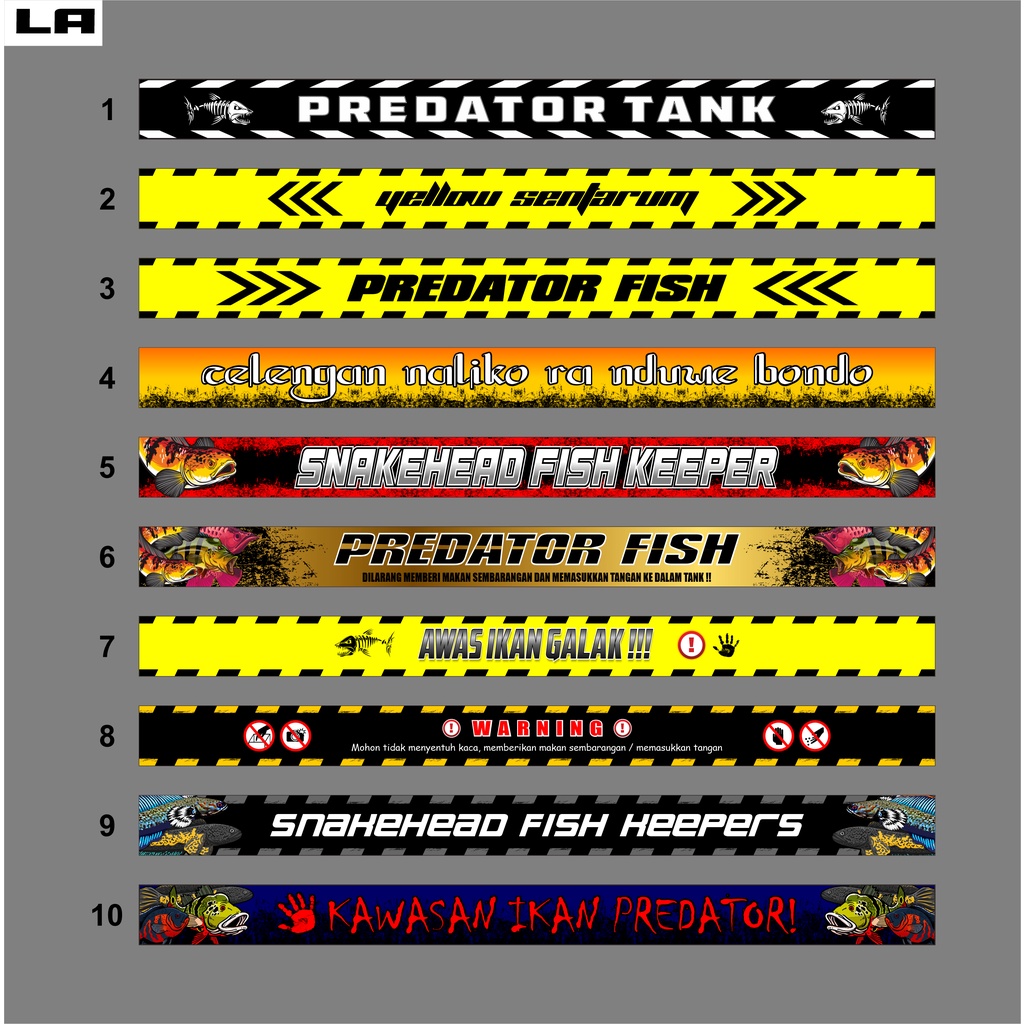 Sticker List Aquarium / Sticker Aksesoris Aquarium 150 cm / Sticker Ikan Channa / Sticker Ikan Preda