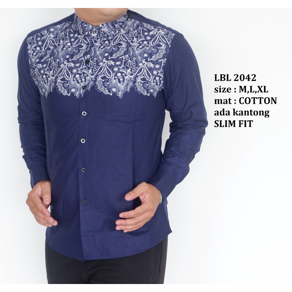 Baju Batik Pria Slimfit Kemeja Lengan Panjang Hem Slim Fit LBL 2042