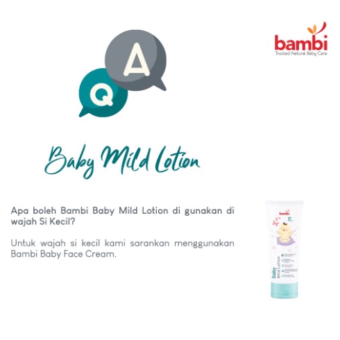 ORIGINAL Bambi Baby Mild Lotion 100ml / Body Lotion Bayi Kulit Normal - Sensitif Kaya Kandungan Protein Susu Nabati / Moisture Pelembab