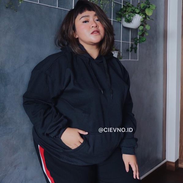 ♩ HOODIE JUMPER HITAM POLOS SIZE M - XXXL ☉