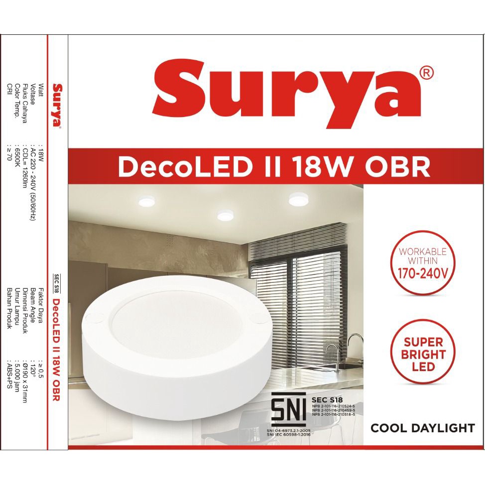 Surya Lampu LED Downlight Decoled II OBR 18 Watt Outbow SNI