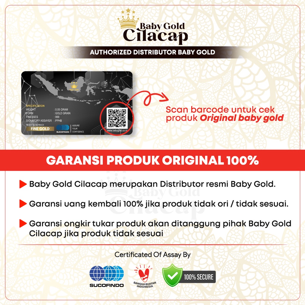 Baby Gold logam Mulia 0,005 Gram Minigram Emas Mini Murni 24 Karat