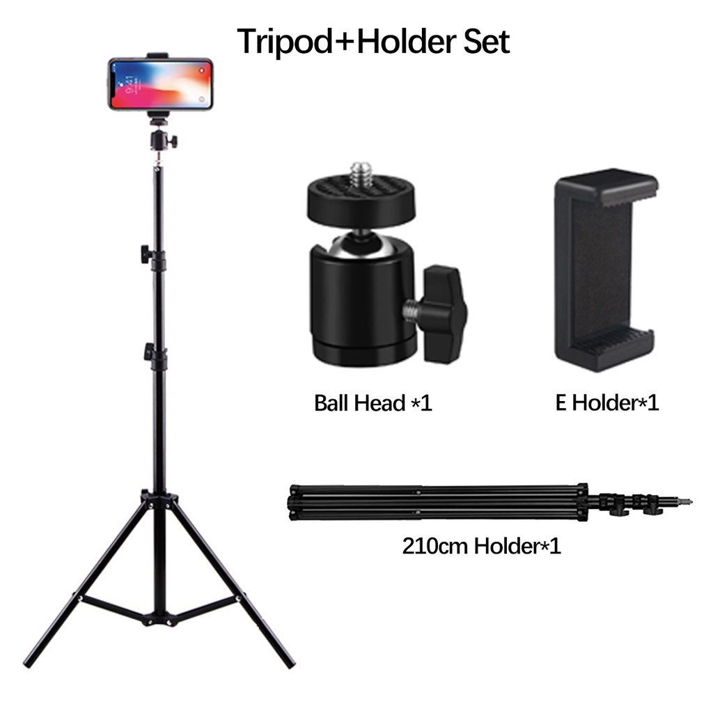 Tripod 2.1 Meter Ringlight 26cm Make Up Vlog Lampu Ringlight Holder