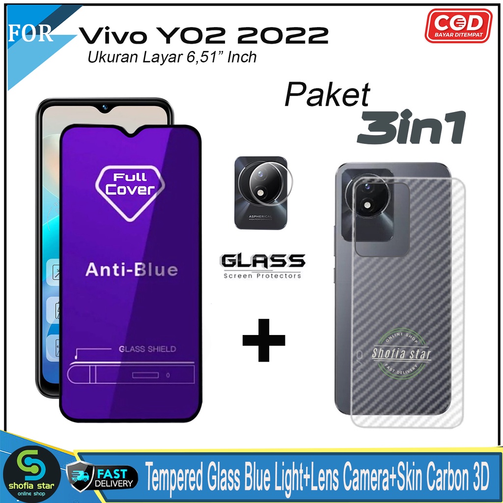 Promo 3in1 Tempered Glass Privacy Spy Vivo Y02 2022 Y02t 2023 Anti Gores Anti Spy Full Layar