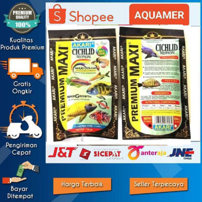Repack Akari premium maxi makanan ikan akari pelet akari
