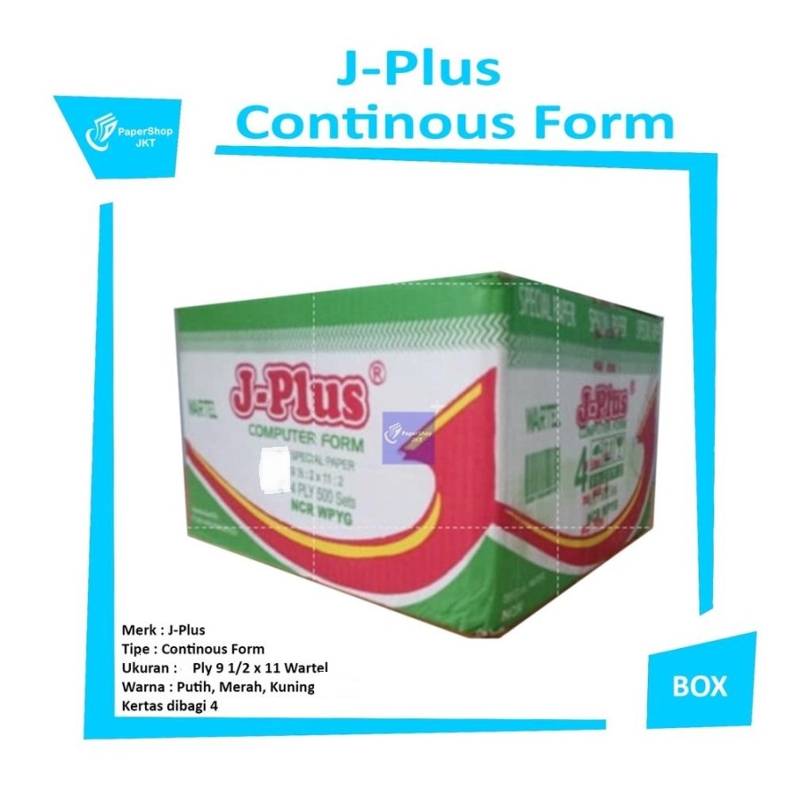 CONTINOUS FORM J-PLUS 91/2&quot; X 11&quot;/4 (WARTEL) 3 PLY (K3 WARTEL) - DUS