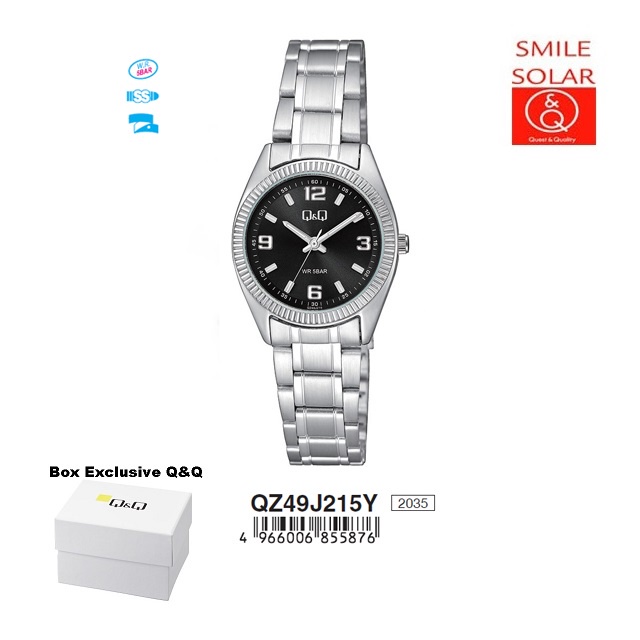 Jam Tangan Wanita Casual Business Rantai Stainless Steel Analog Original Q&amp;Q QnQ QQ QZ49 QZ49J215Y