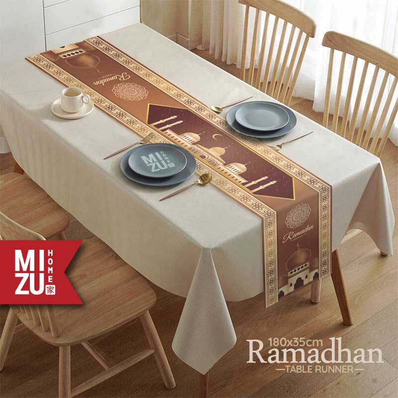 MIZU RAMADHAN 180x35cm Table Runner Taplak Meja Makan Premium Persegi Panjang Ramping Taplak Meja Ru