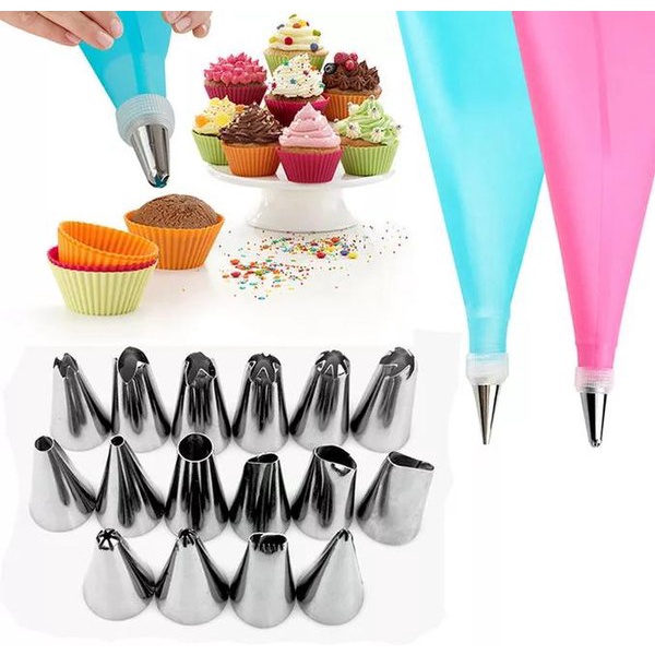 Piping bag silikon set nozzle spuit 8in1 serbaguna penghias kue pastry