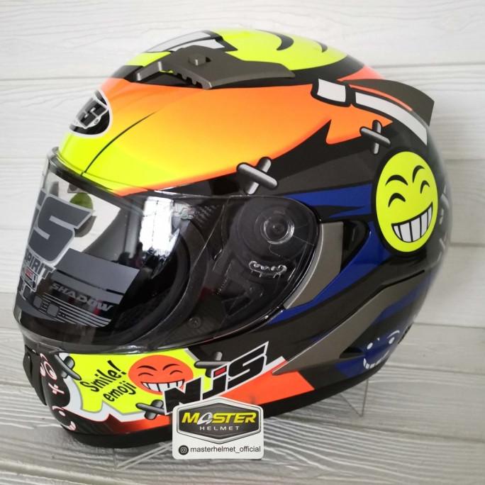 Helm Njs Shadow Motif Emoticon N808 N 808 Fullface Gunmate Free Visor Storfeecaa