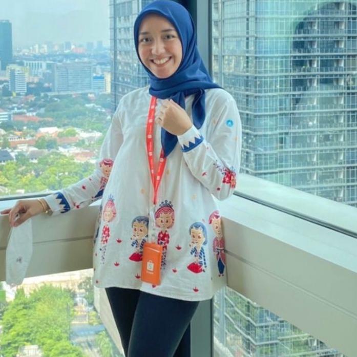 Original Nona blus batik modern lucu motif mbok jamu model kekinian murah batik kerja kantor 