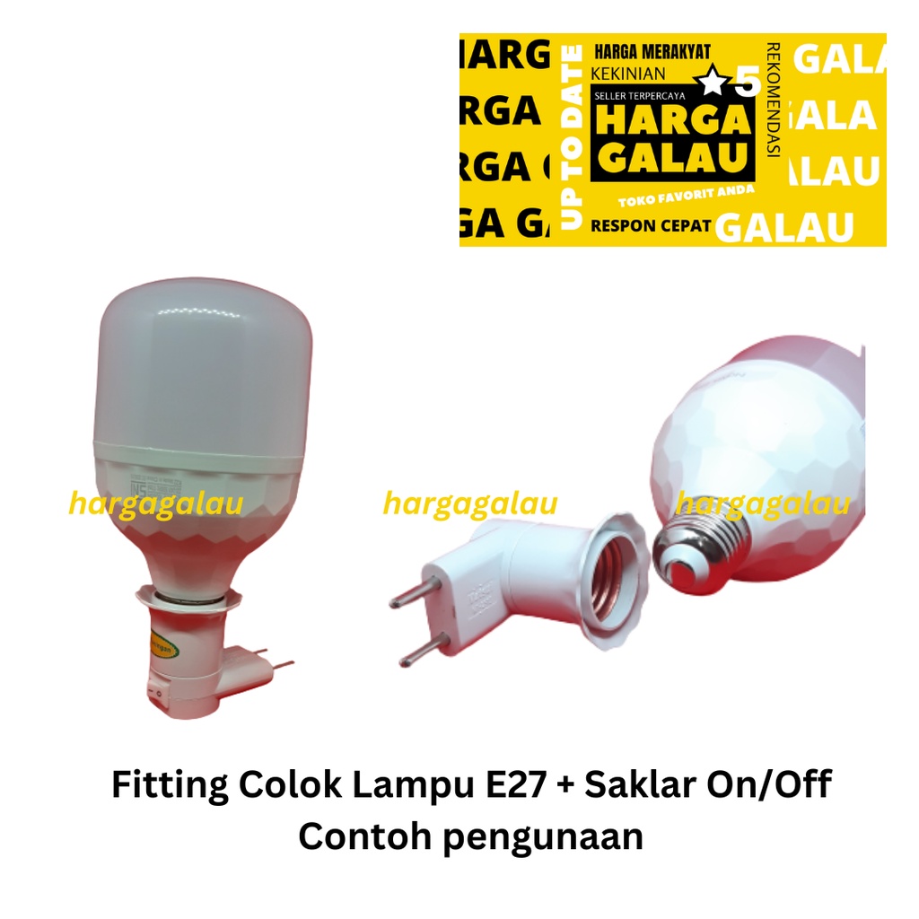 Fitting Colok Lampu E27 SNI + Saklar OnOff Model L Putih Socket e 27 Asli Kuningan Berkwalitas