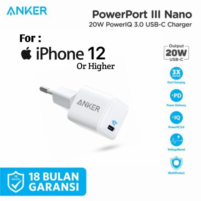 Best Seller Wall Charger Mfi Anker Powerport Iii 20W Power Port Nano 3 Original