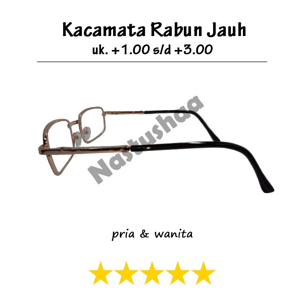 Kacamata Baca dan Jalan Lensa Transparan Atas Normal Bawah Plus Frame Besi Gold Ukuran +1.00-+4.00 Wanita Pria Import NOCASE