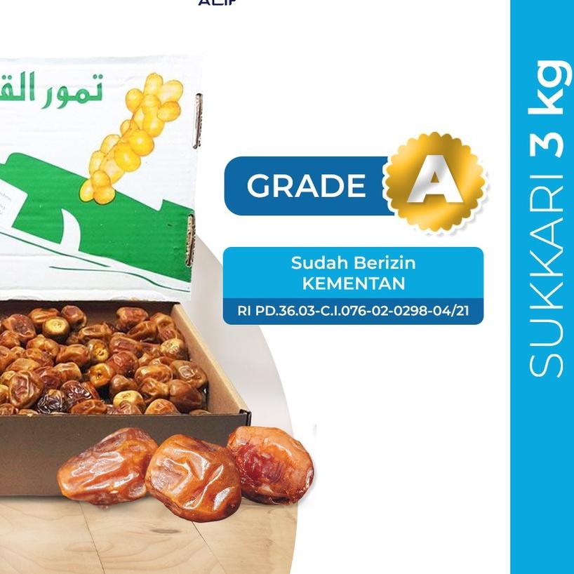 

☀ Kurma Sukari Raja Dus 3 Kg Grade A Premium Quality Premium Original ➹