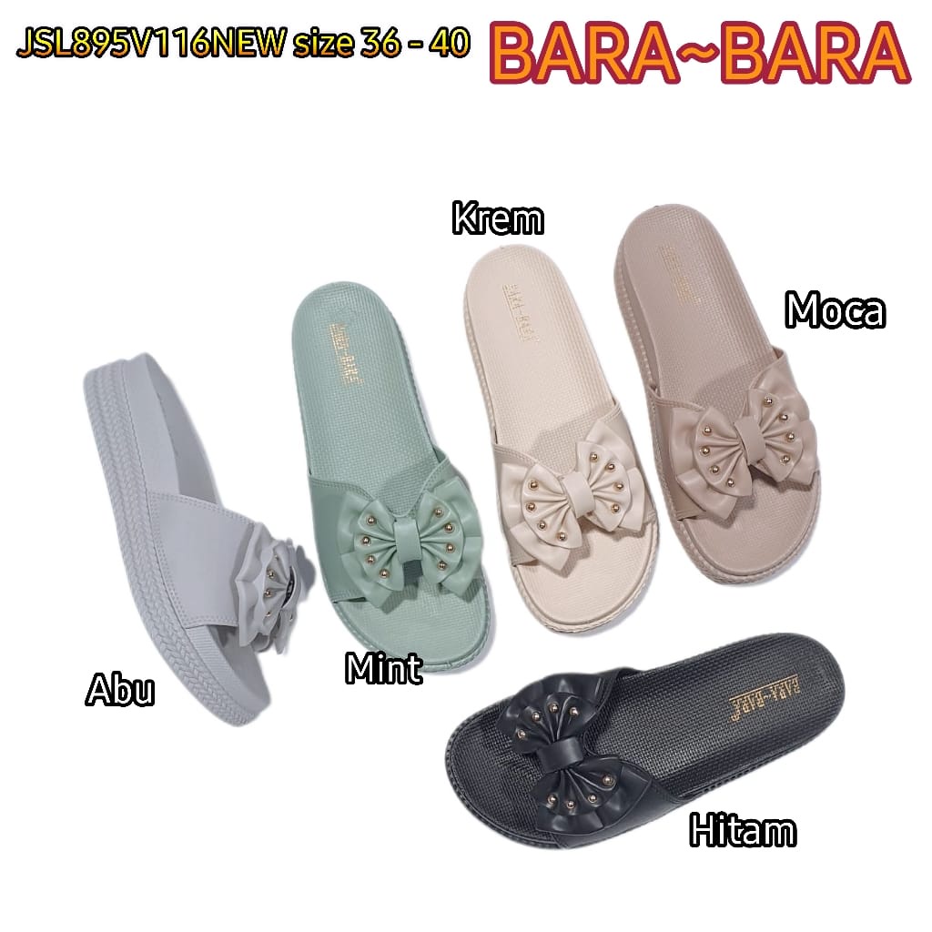 BARA BARA ORIGINAL jelly sandal karet murah empuk wanita selop import barabara cewek JSL895V116NEW