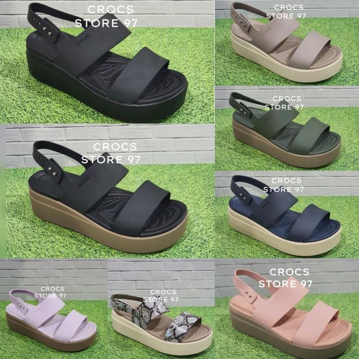 Terlaris Crocs Brooklyn/Crocs Wanita/Crocs Brooklyn Mid Tali Wedges Original