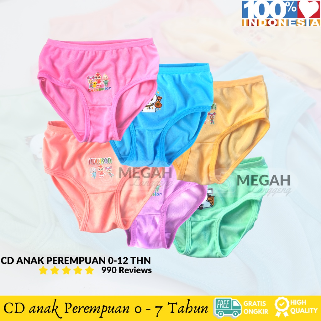 6 &amp; 12 pcs Celana Dalam Anak Perempuan / Lusinan - Grosir CD anak Wanita Murah - Celana Dalam Anak Perempuan Stabillo - CD celana dalam anak perempuan bahan katun halus 1-7 Tahun
