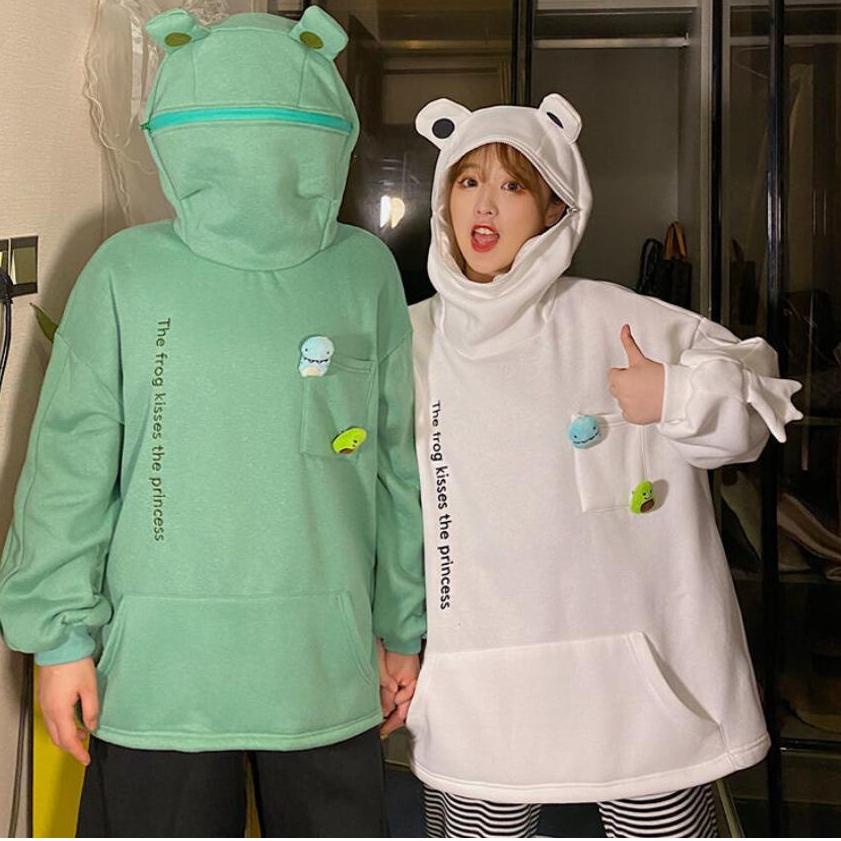 ♧ M-5XL Frog Zipper Hoodie Sweater Kebesaran Hoodie Kodok Resleting ✾