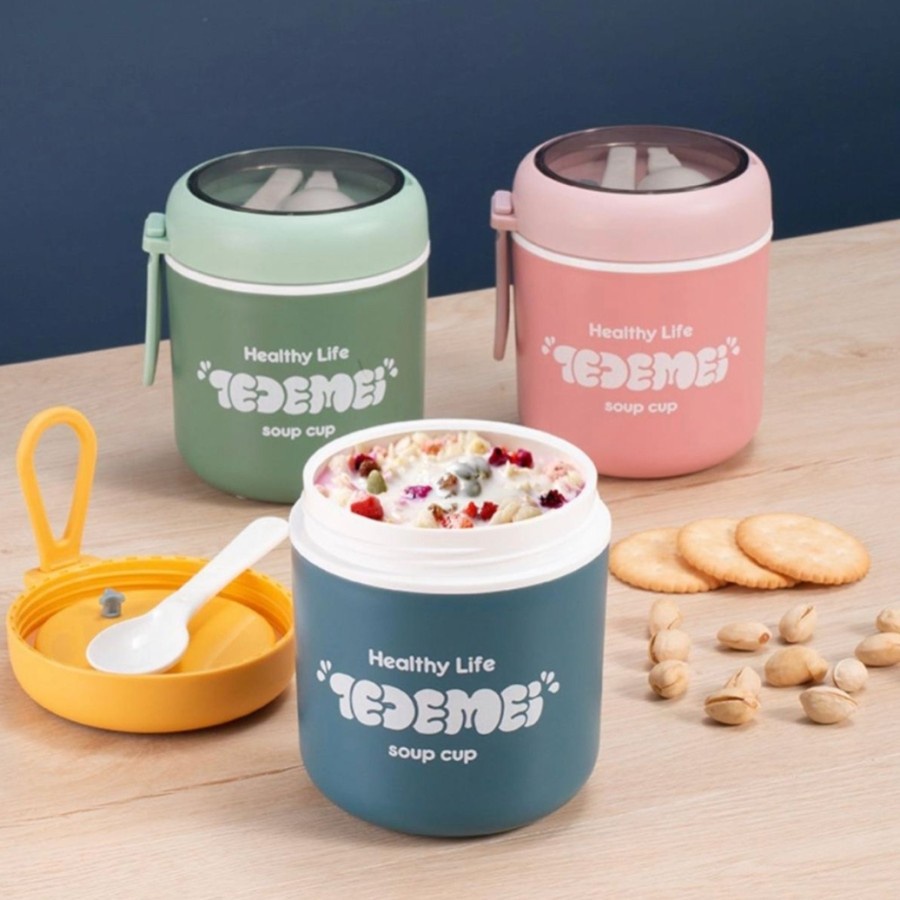 Tedemei PP Food Jar Soup Cup Double Wall Wadah Makanan Tetap Panas Vacuum Insulated