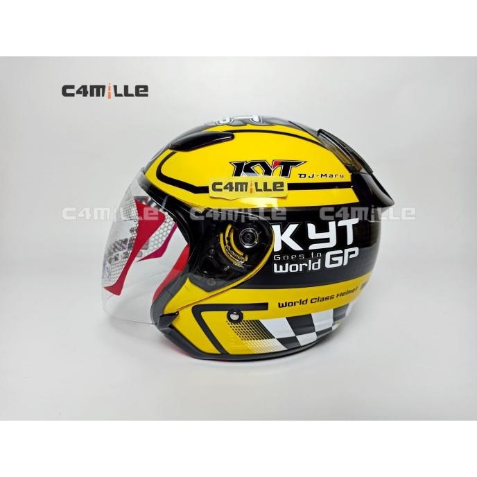 Helm Kyt Dj Maru Motif Gp Word Kuning
