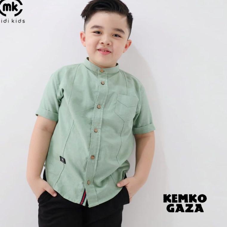HARGA BERSAHABAT COUPLE AYAH ANAK KEMKO GAZA SAGE PUTIH NAVY // Koko Ku Dewasa Lengan Pendek bahan K