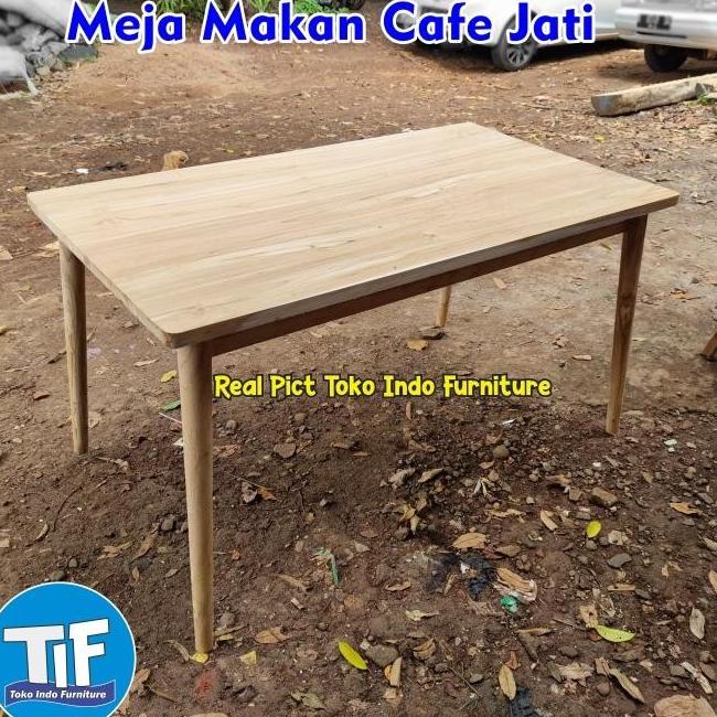 Ready Meja Cafe Jati Minimalis 120X80 Cm Terjamin Awet Warungayah.Budi