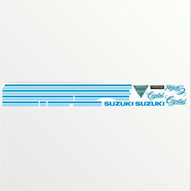 Striping sticker motor suzuki crystal tahun 90 biru muda biru laut print cutting