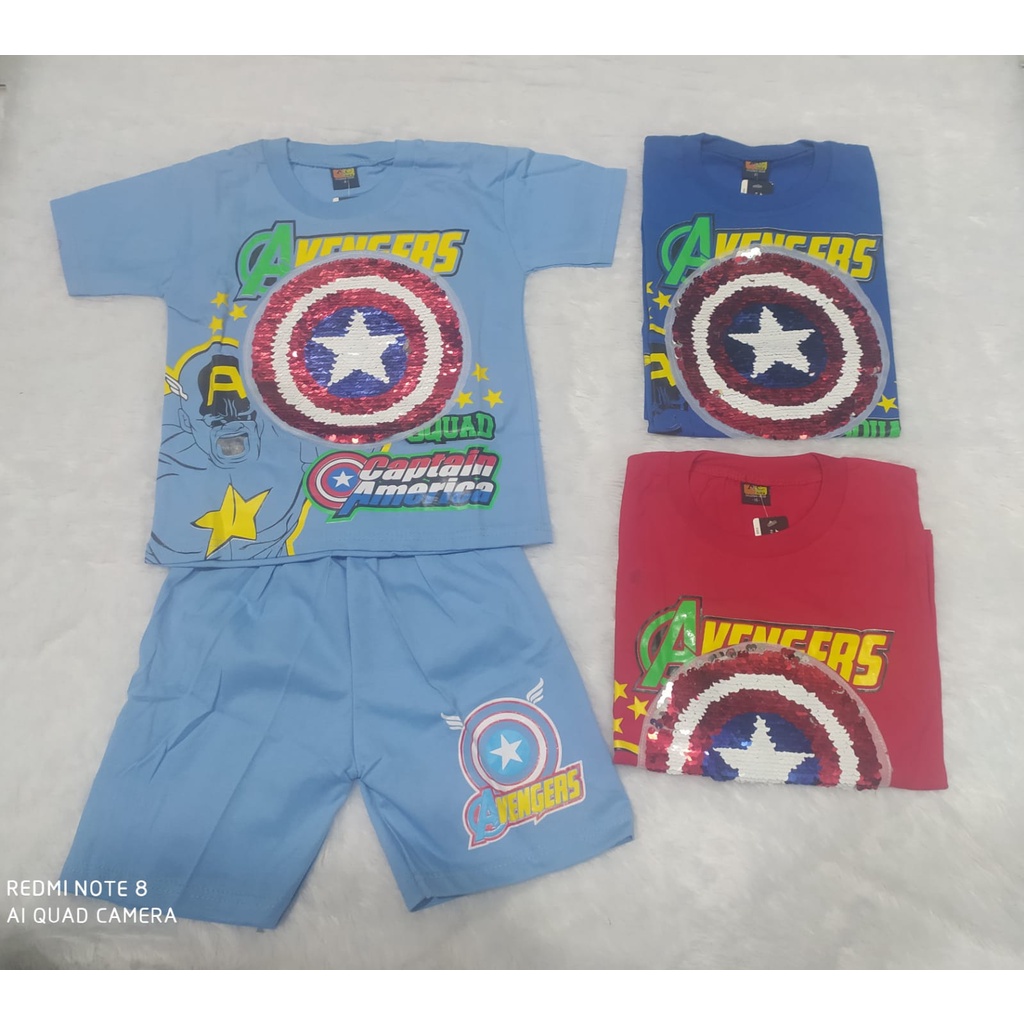 ( JB99 ) Baju Setelan Anak Laki Motif Avenger Usap Balik