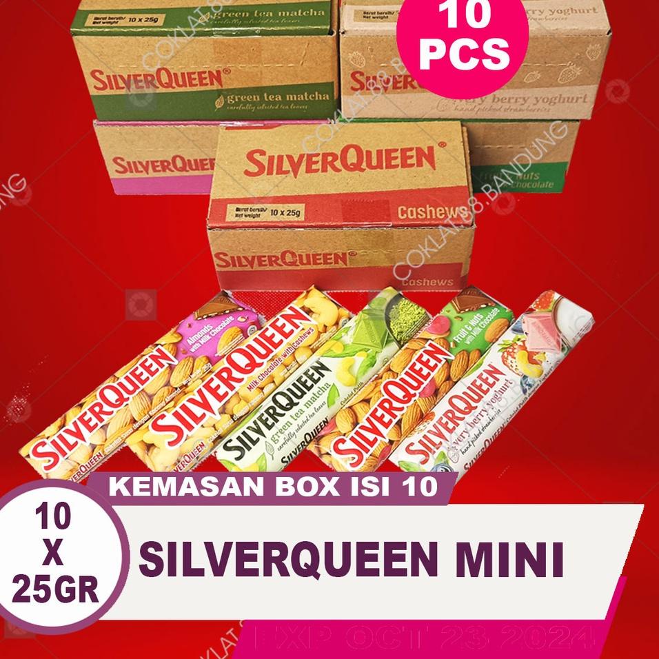 

✶ SIlverQueen Kecil 25gr 1 Box Isi 10 Batang Coklat EX 28 gram - Cokelat SIlver Queen 25 gram Chunky Bar 30gr X 10pcs Milk Chocolate Cashew Almond Fruit Green Tea Matcha Yogurt 25 gr ✼