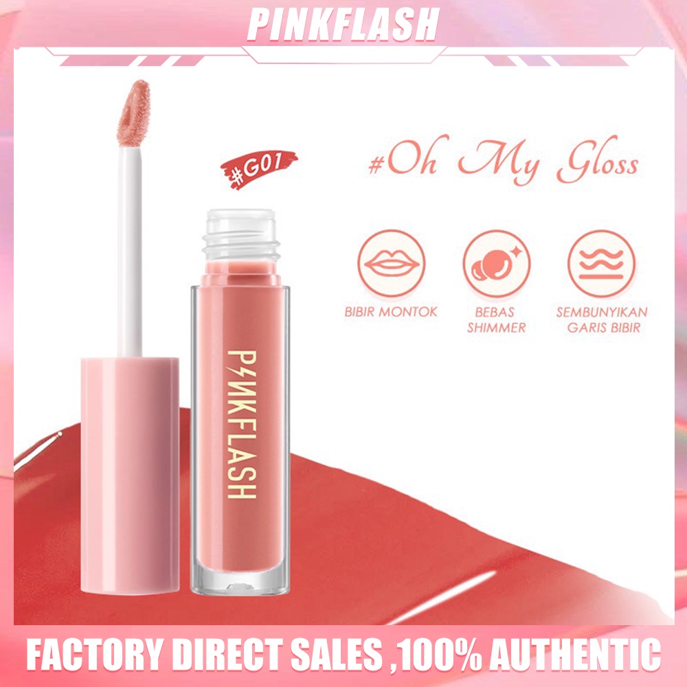 PINKFLASH OhMyGloss Lip Gloss Gliter High Shimmer Lip Gloss Moisturising Plumpmax Jaga Agar Tetap Terlumasi G01 1Piece