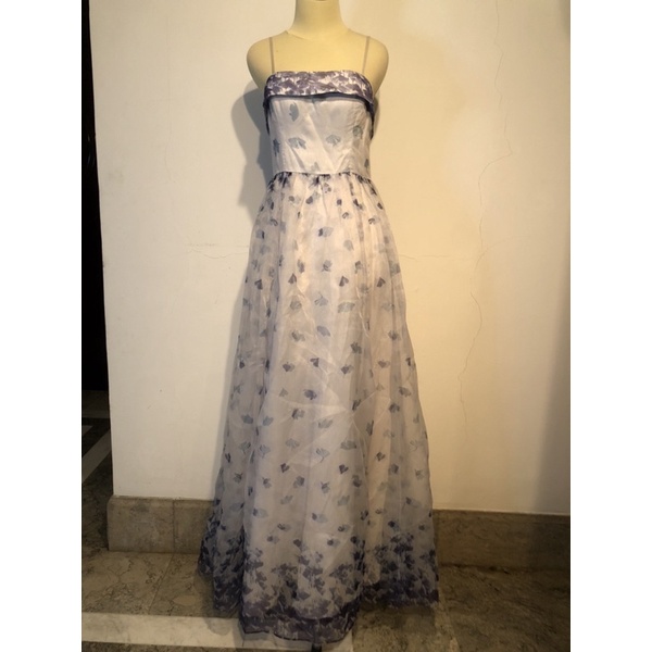 MAXI DRESS BIRU PUTIH ORIGINAL BY ADRIANA PAPELL