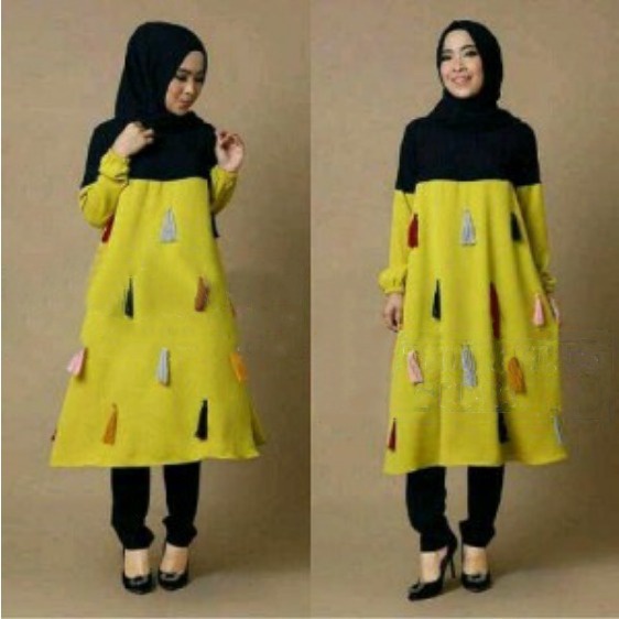 HOPYLOVY SALE - Sabia Set Setelan Wanita Bahan Jersey Model Rumbai
