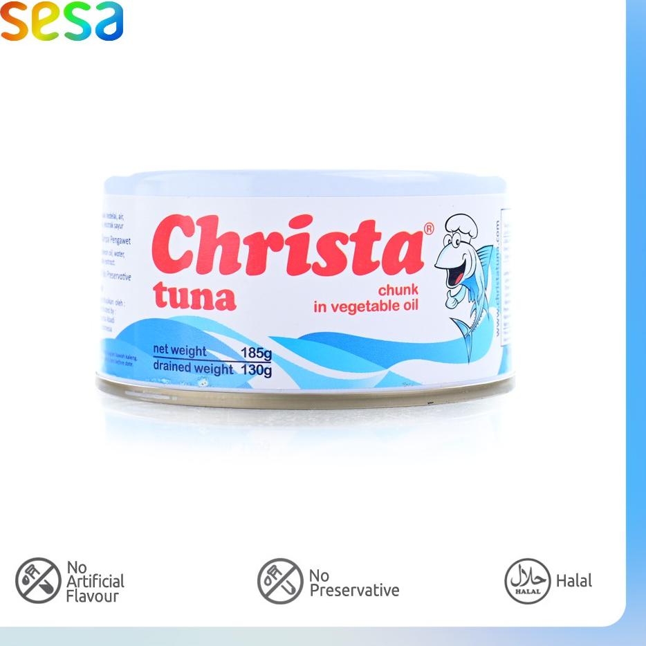 

New Product Christa Tuna Chunk In Vegetable Oil 185 g (Tuna Kaleng)