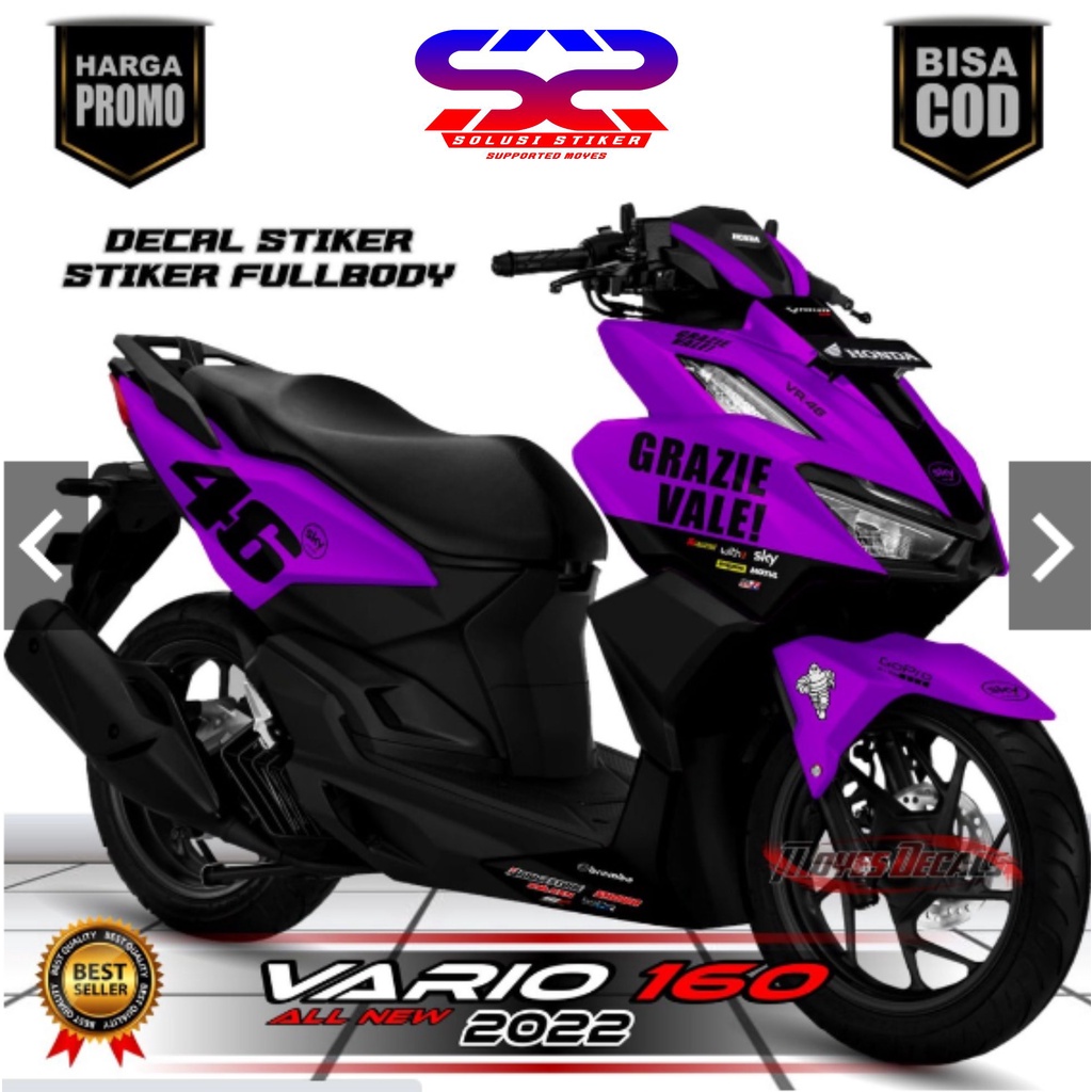 (COD) Decal Sticker Vario 160 full body Motif Grazie Ungu Decal Vario 160 FullBody