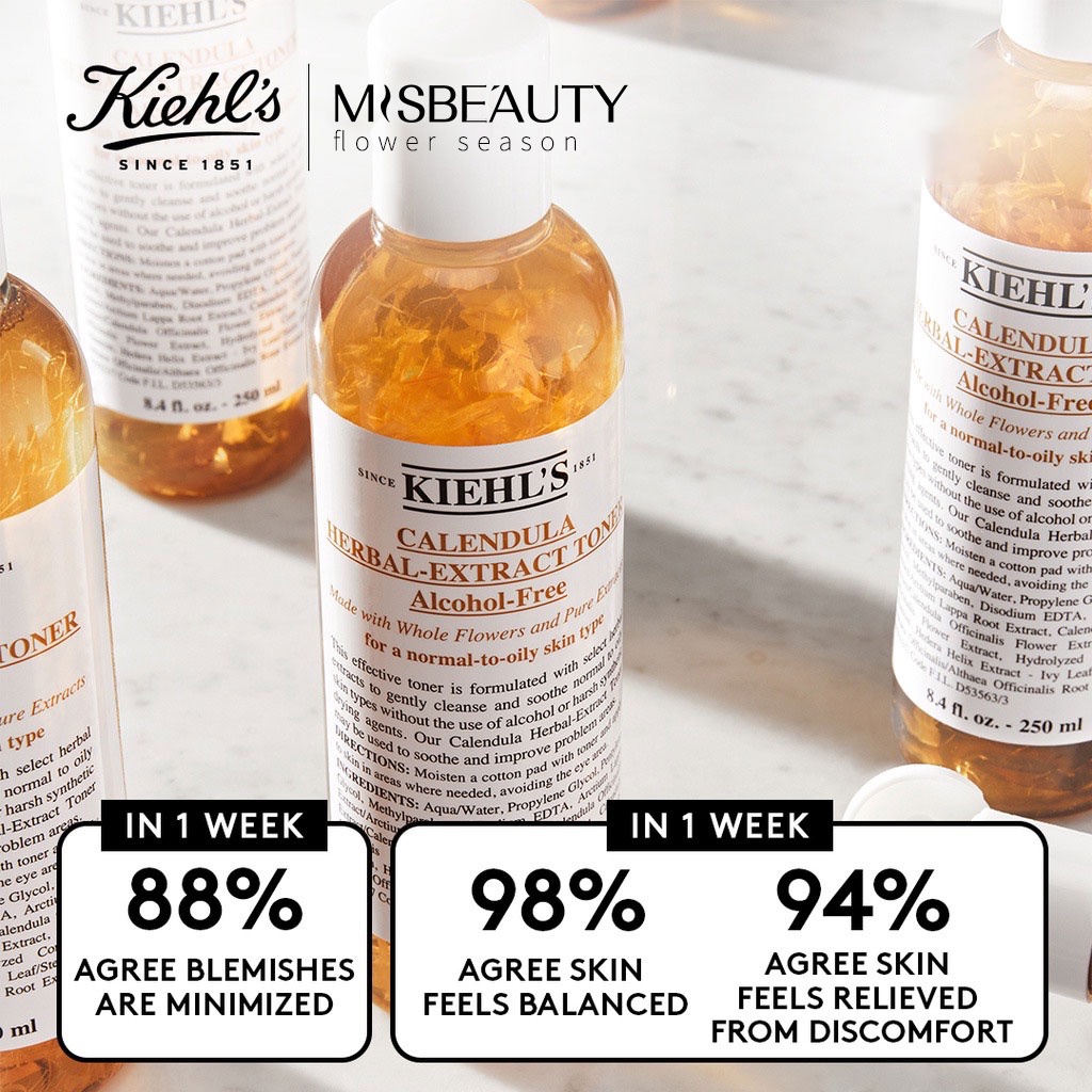 KIEHL'S CALENDULA HERBAL EXTRACT TONER-Alcohol-Free full size 250ml/Travel 40ml perawatan wajah Kiehls Calendula Toner 250ml /40ml