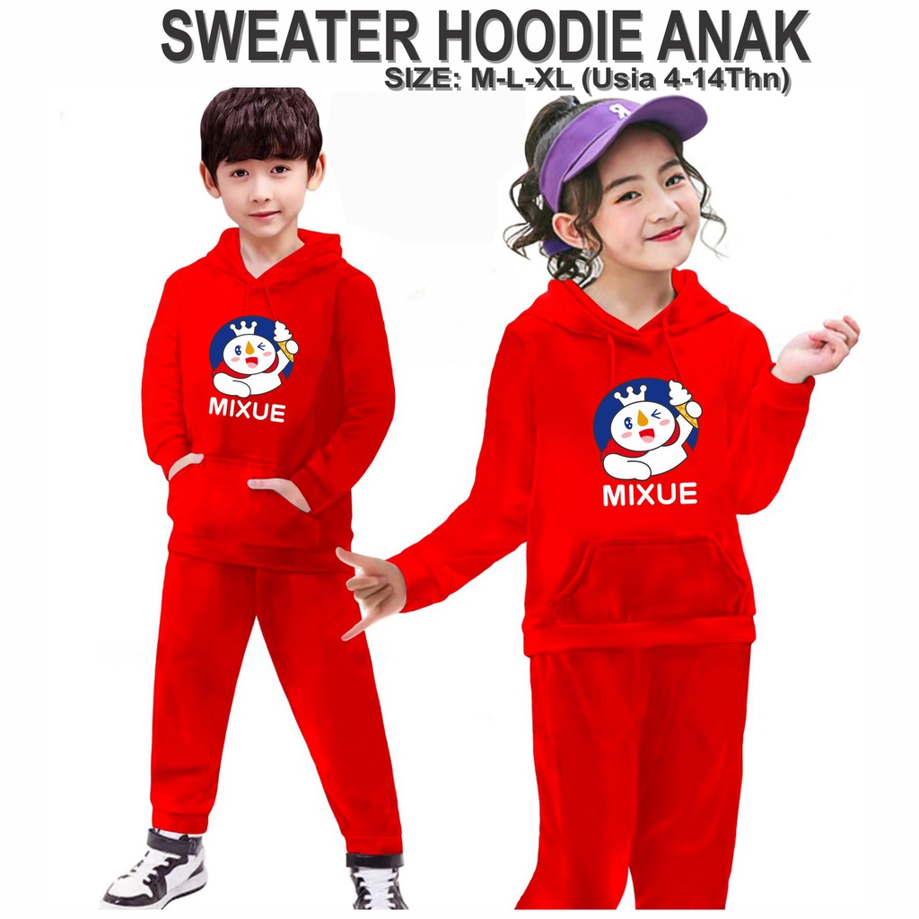 Sweater Hoodie Mixue Anak Viral Atasan/Setelan Hoodie Size M,L,XL Bisa Bayar Ditempat COD