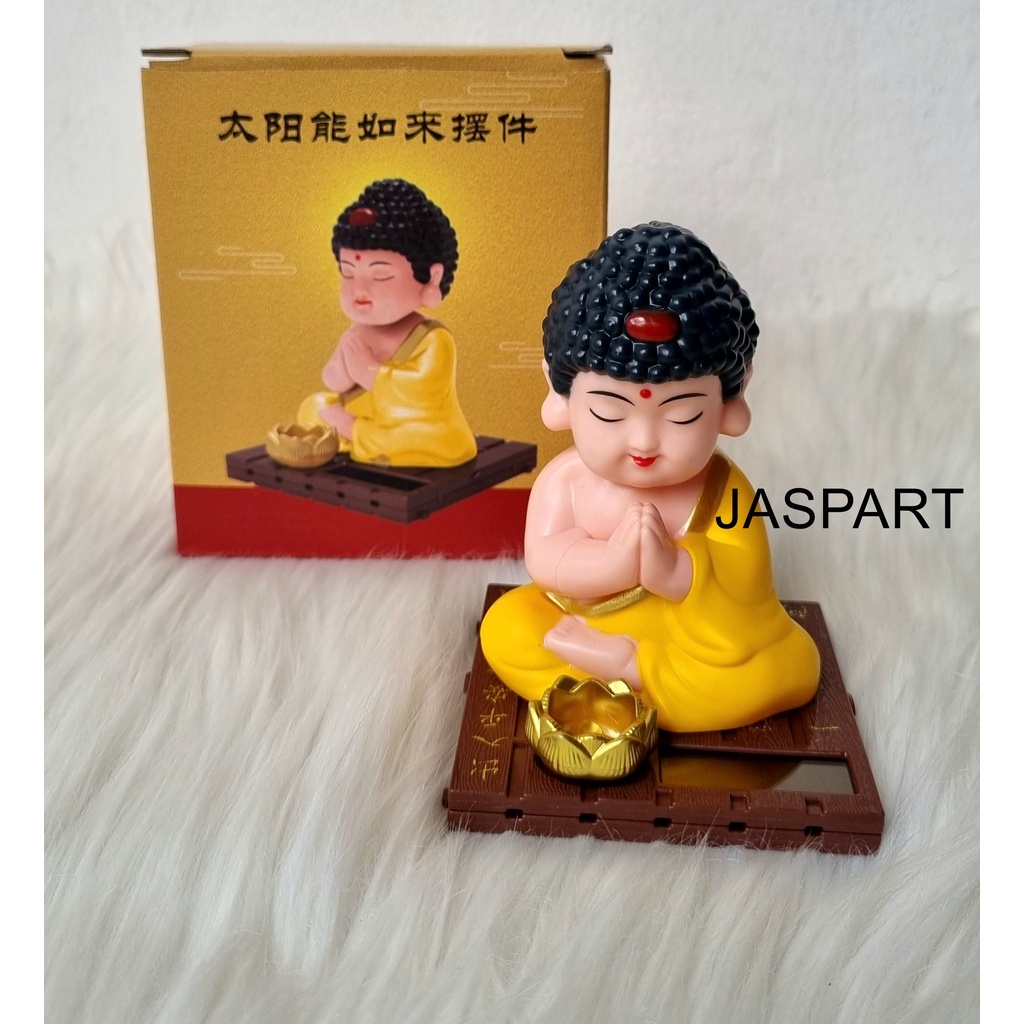 Boneka Pajangan Hiasan Kue Bobble Head Goyang Solar Dashboard Mobil Cake Top Buddha Budha