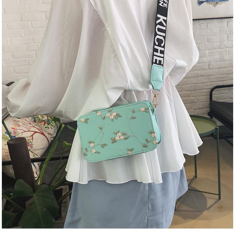 FYGALERY FYG1374 Tas Selempang Tas Mini Bordir Bunga Tas Fashion Wanita Sling Bag Murah